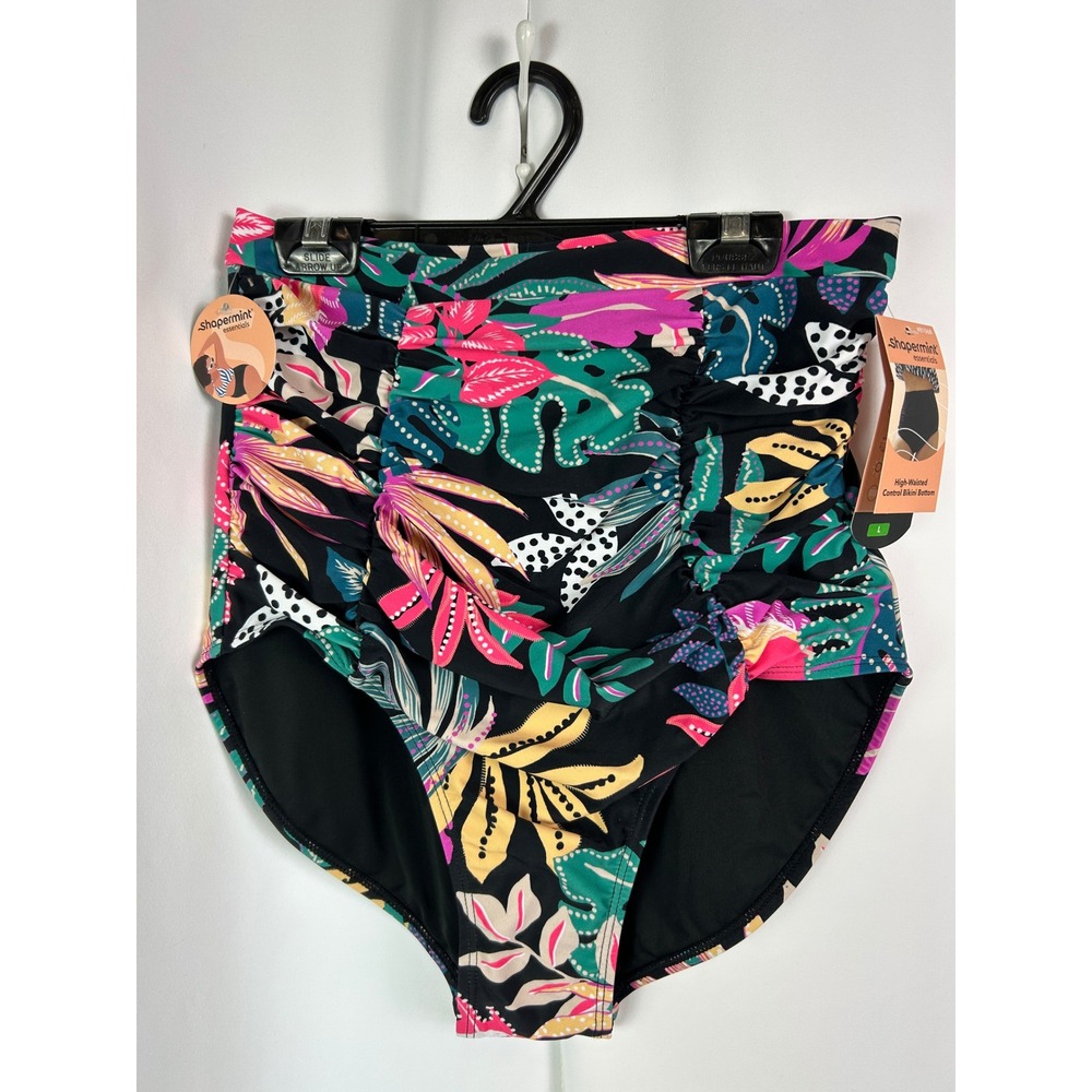 Shapermint Essentials High Waist NWT Control Bikini Bottom Tropical Floral Large